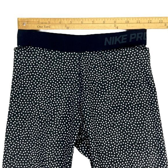Nike Pro Dri-Fit Hyperwarm Leggings Black White Compression Workout Gym Pull On - Picture 10 of 16